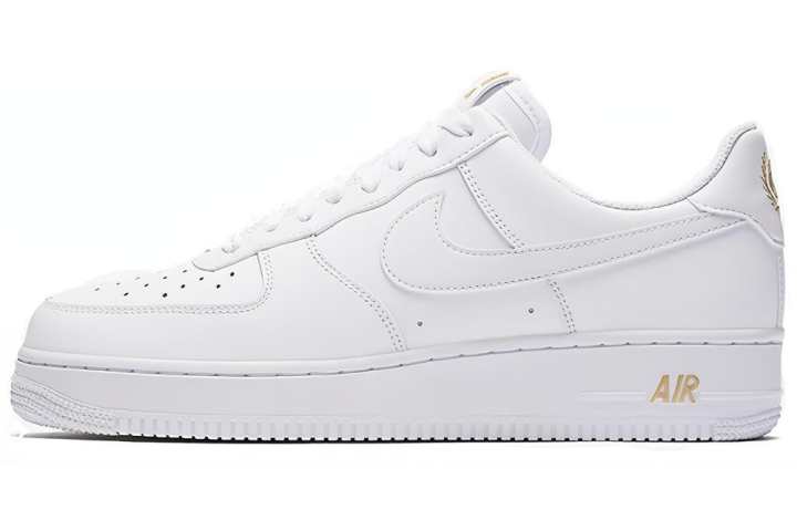 Nike Nike Air Force 1 AF1 Coverage Abrasion Resistant Coverage Abrasion Resistant Low top Skateboard Shoes Men's White Gold