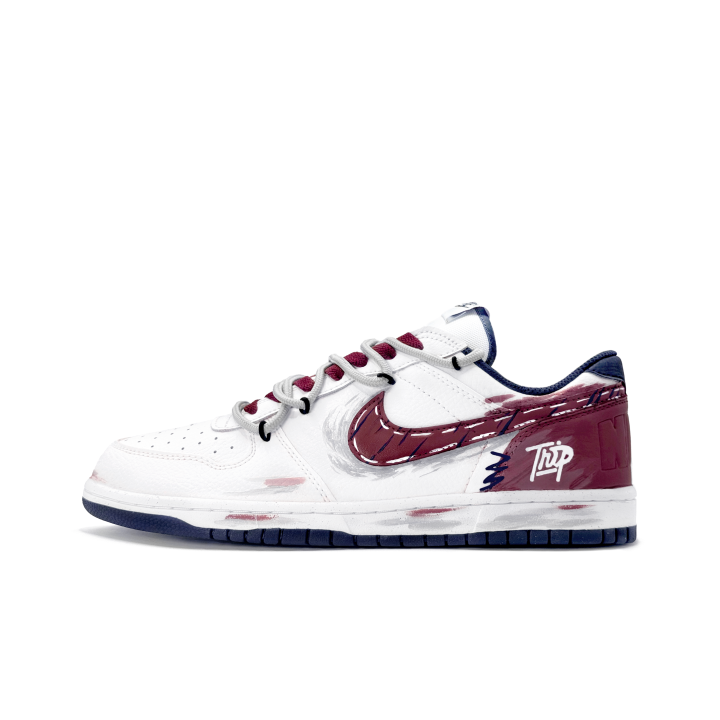 Nike Nike Big Low Wine Red Rhythm Low top Skateboard Shoes Men's White Red
