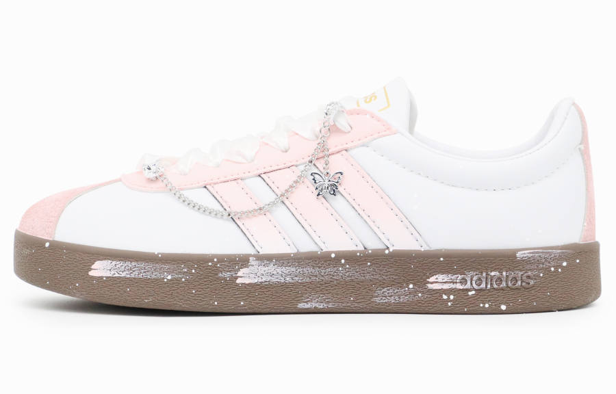 Adidas Adidas Vl Court Classic Skateboard Shoes Unisex Low Top White/Pink