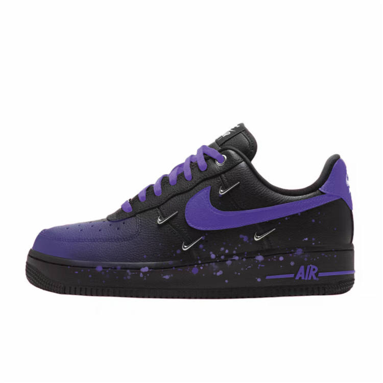 Nike Nike Air Force 1 Fashion And Versatile Comfortable Abrasion Resistant Low top Skateboard Shoes Women's Black Purple