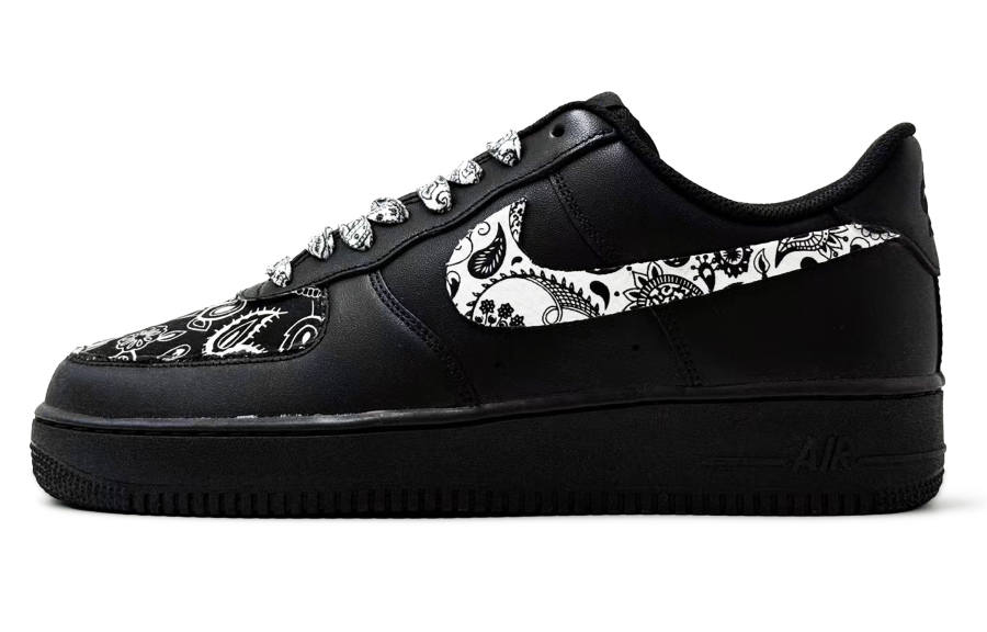 Nike Nike Air Force 1 Mismatched Paisley Abrasion Resistant Abrasion Resistant Low top Skateboard Shoes Unisex