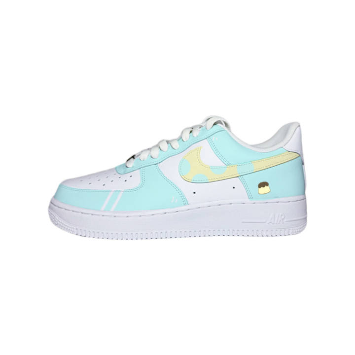 Nike Nike Air Force 1 07 Pudding Leather Low top Skateboard Shoes Men's White Blue Yellow