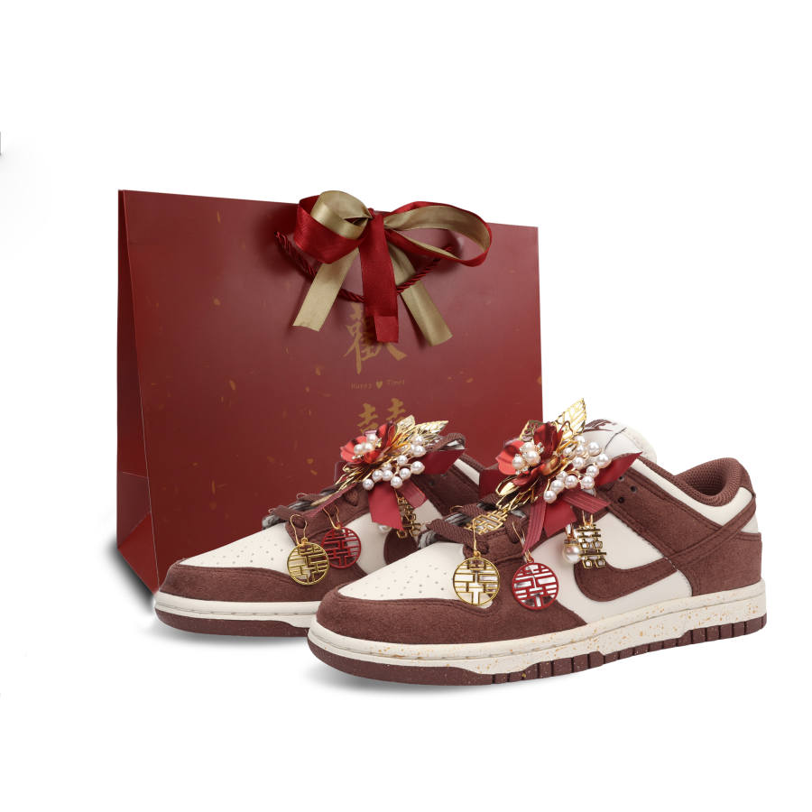 Nike Nike Dunk Heaven's Perfect Match Cushioning Low top Skateboard Shoes Unisex Dark Red