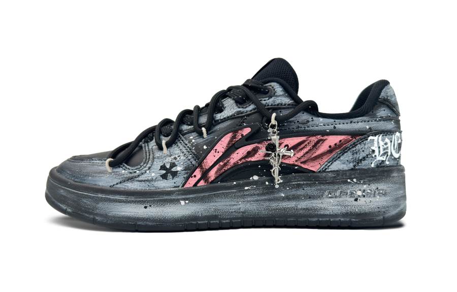 Li-Ning Li Ning Slip Resistant Cushioning Abrasion Resistant Low top Skateboard Shoes Men's Black Pink