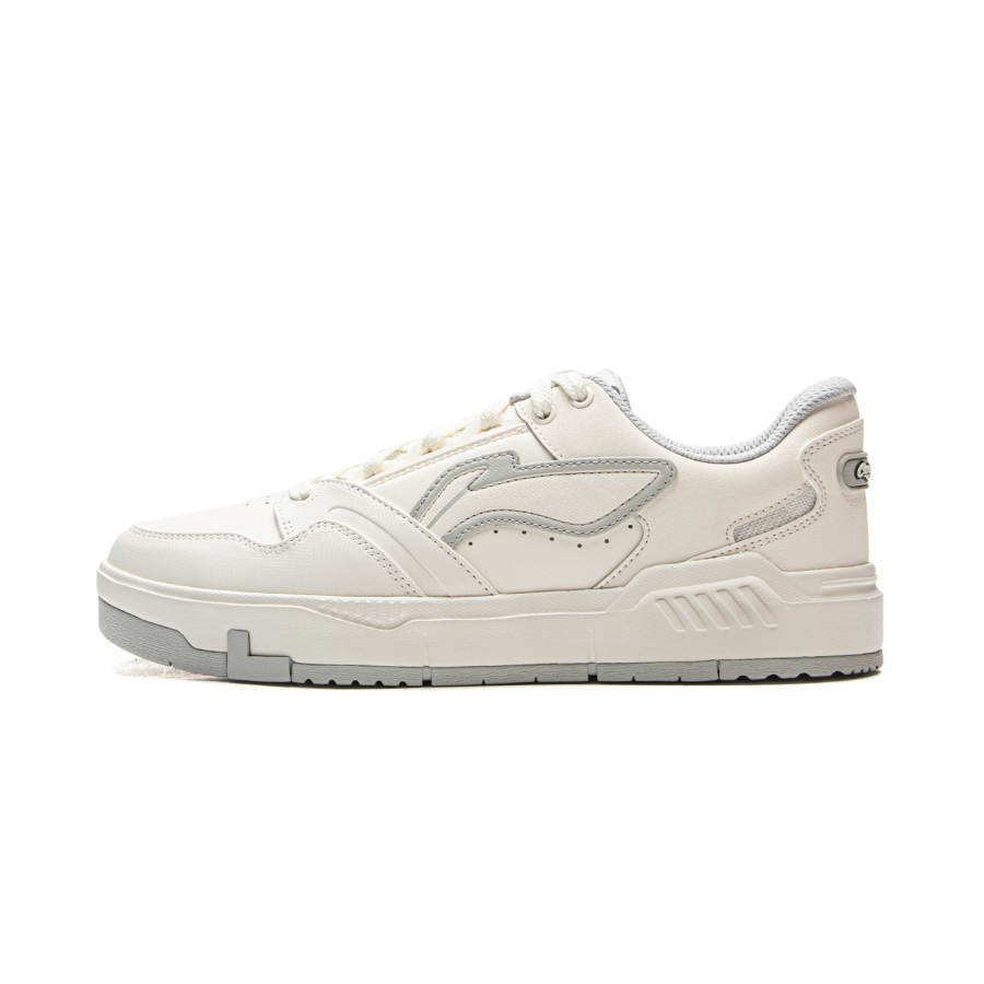 Li-Ning Li Ning Common 80s Slip Resistant, Abrasion Resistant, Height Increasing Low top Skateboard Shoes Men's White Gray