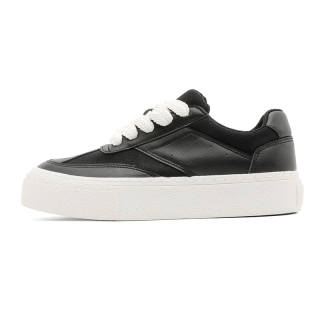 QUWOSI Students Outdoor Microfiber Leather Balance Abrasion Resistant Low top Skateboard Shoes Men's Black