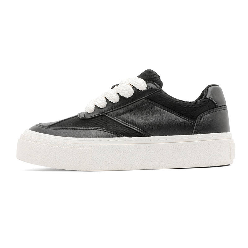QUWOSI Students Outdoor Microfiber Leather Balance Abrasion Resistant Low top Skateboard Shoes Men's Black