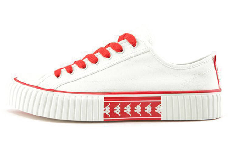 Kappa Slip Resistant Abrasion Resistant Low top Skateboard Shoes Unisex White Red