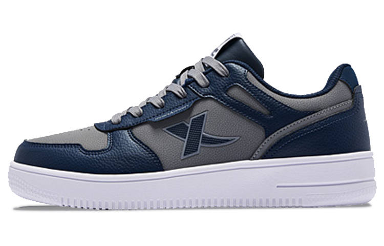 XTEP Leather Slip Resistant Abrasion Resistant Low top Skateboard Shoes Men's Gray Blue