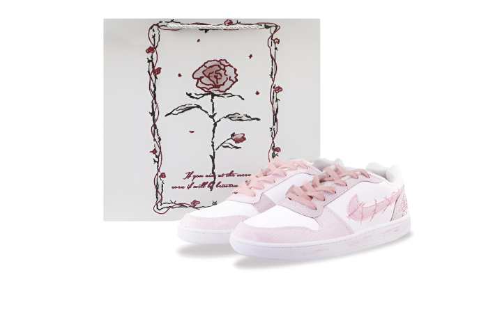 Nike Nike EBERNON Abrasion Resistant Low top Skateboard Shoes Unisex Pink White