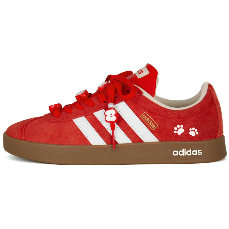 Adidas Adidas Vl Court Classic Peaceful Joy Abrasion Resistant Abrasion Resistant Low top Skateboard Shoes Unisex Red