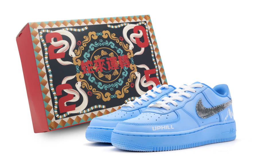 Nike Nike Air Force 1 Wear resistant And Lightweight Low top Skateboard Shoes Men's Blue Silver