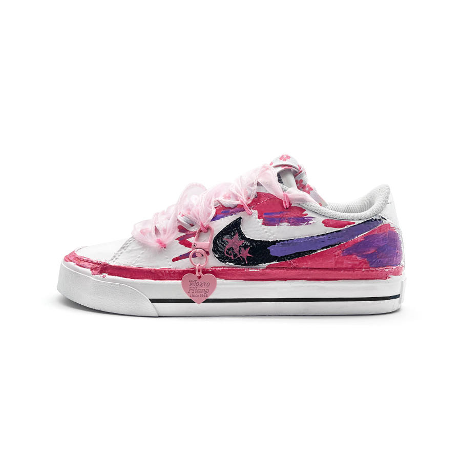 Nike Nike Court Legacy Double Star Lovers Cushioning Low top Skateboard Shoes Unisex Pink White Purple