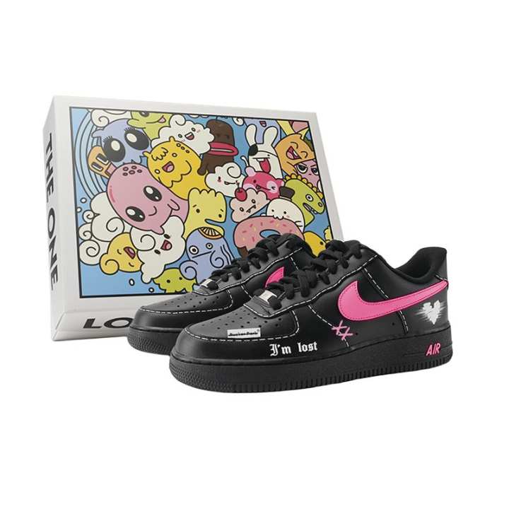 Nike Nike Air Force 1 Slip Resistant Cushioning Low top Skateboard Shoes Unisex Black Pink