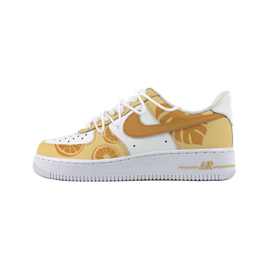 Nike Nike Air Force 1 Cow Leather Abrasion Resistant Abrasion Resistant Low top Skateboard Shoes Unisex White Orange