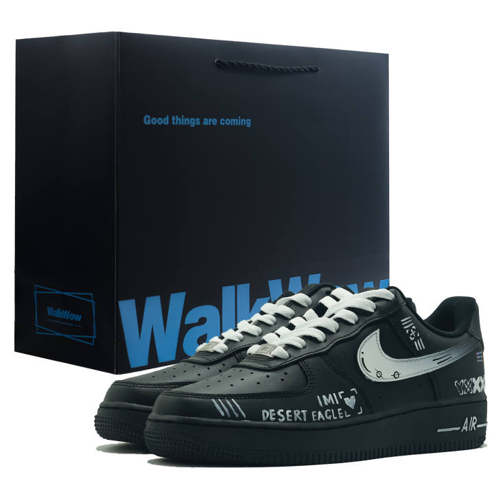 Nike Nike Air Force 1 Slip Resistant Cushioning Abrasion Resistant Height Increasing Low top Skateboard Shoes Unisex Black