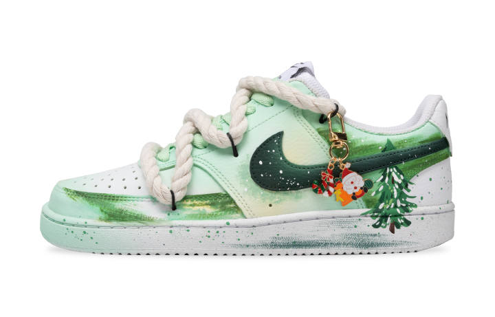 Nike Nike Court Vision 1 Non slip Lightweight Low top Skateboard Shoes Men's White Green