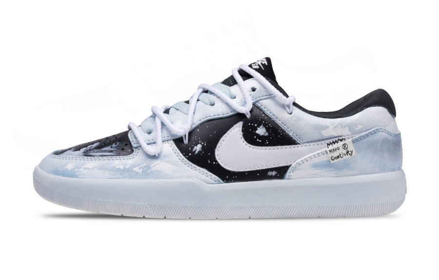 Nike Nike SB Force 58 Frozen Planet Synthetic Leather Abrasion Resistant Low top Skateboard Shoes Men's Black Blue