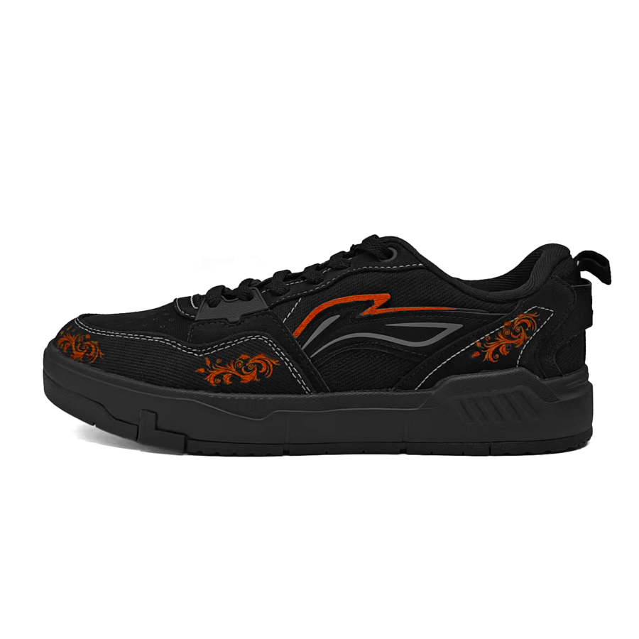 Li-Ning Li Ning Original Era Slip Resistant Coverage Abrasion Resistant Low top Skateboard Shoes Men's Black Orange