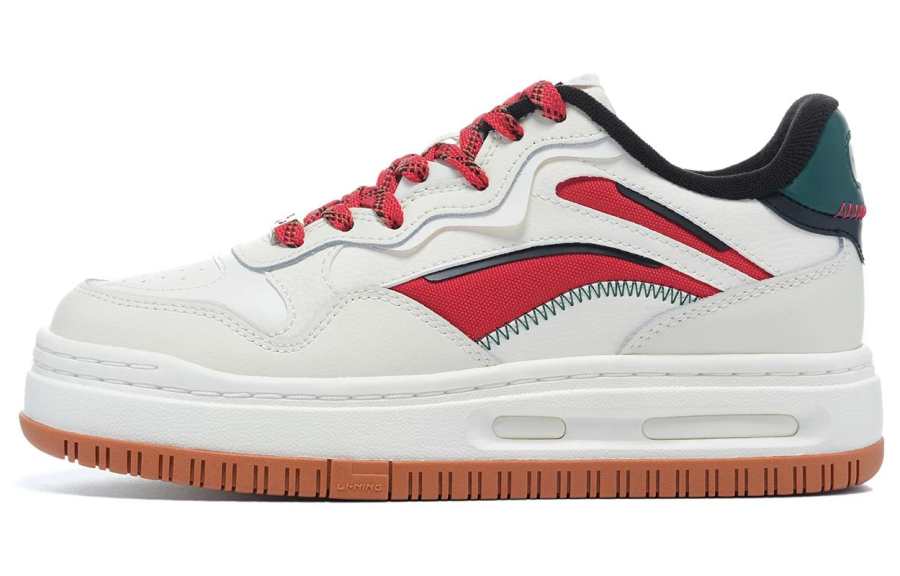 Li-Ning Li Ning Future C1 Synthetic Leather Slip Resistant Abrasion Resistant Low top Skateboard Shoes Women's White Red Green