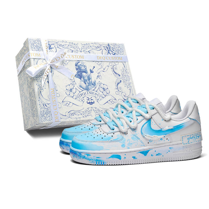 Nike Nike Air Force 1 Stream Stone Blue, Box Cushioning Abrasion Resistant Cushioning, Wear Resistant Low top