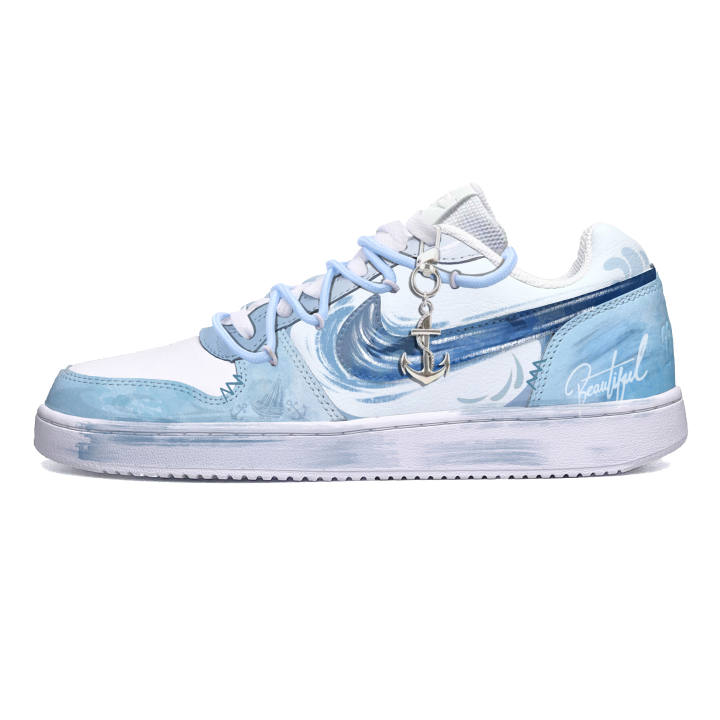 Nike Nike EBERNON Lively Island, Ocean Slip Resistant Slip Resistant Low top Skateboard Shoes Unisex Blue White