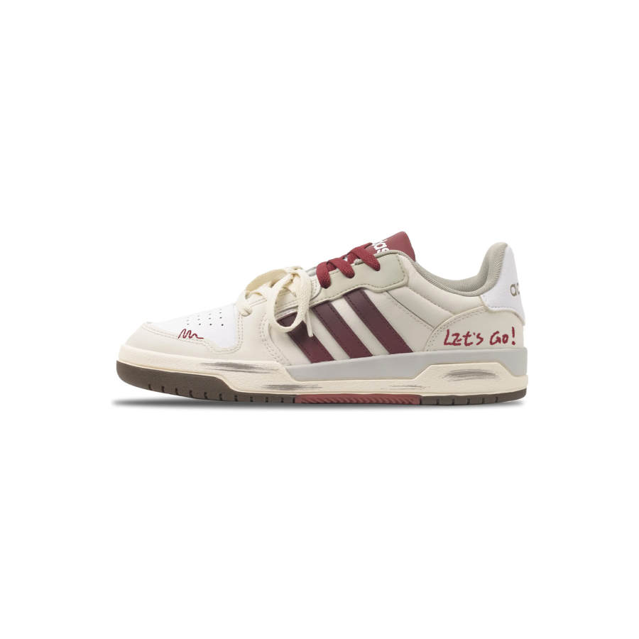 Adidas Neo Entrap Dance Youth Abrasion Resistant Slip Resistant Low top Skateboard Shoes Unisex Ecru Burgundy