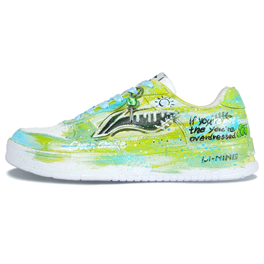 Li-Ning Li Ning Floating Boat Cushioning Abrasion Resistant Slip Resistant Low top Skateboard Shoes Unisex White Green