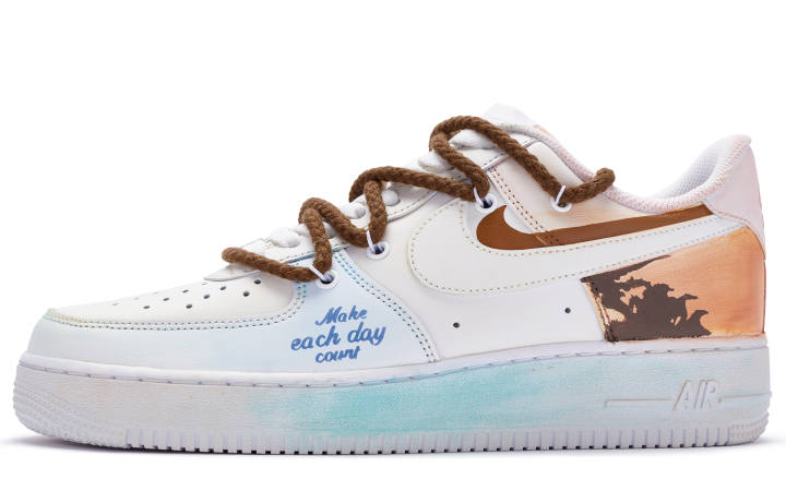 Nike Nike Air Force 1 811 Manufacturing Low top Skateboard Shoes Men's White Blue Brown