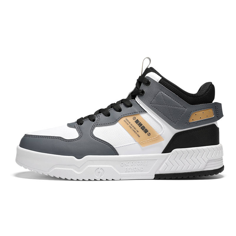 361° Fleece Lined, Trendy Thermal High top Skateboard Shoes Men's Gray White