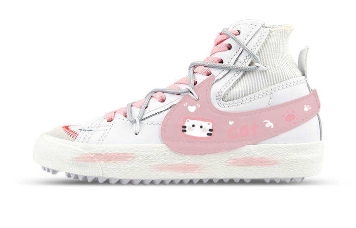 Nike Nike Blazer Mid top Skateboard Shoes Unisex White Pink