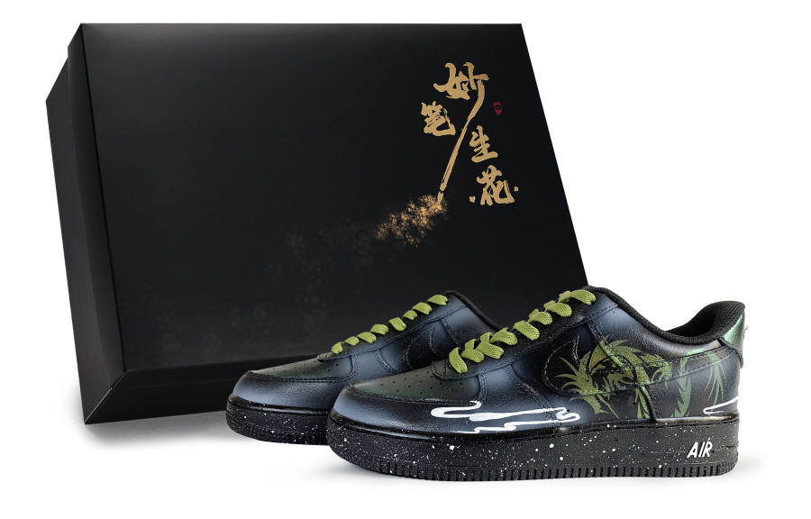 Nike Nike Air Force 1 Yunlan Dragon Leap Abrasion Resistant Low top Skateboard Shoes Unisex Black Green