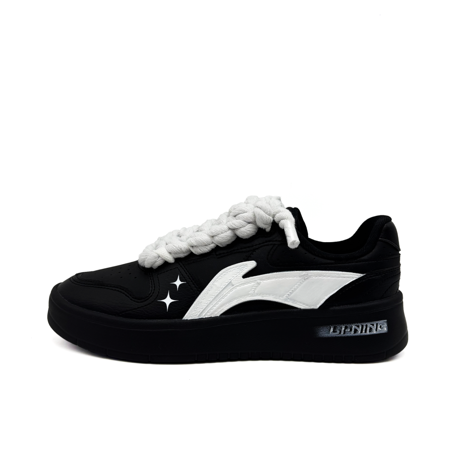 Li-Ning Li Ning Slip Resistant Breathable Abrasion Resistant Low top Skateboard Shoes Men's Black White