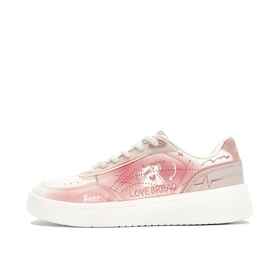 Li-Ning Li Ning Sourdough Slip Resistant Cushioning Abrasion Resistant Low top Skateboard Shoes Women's White Pink