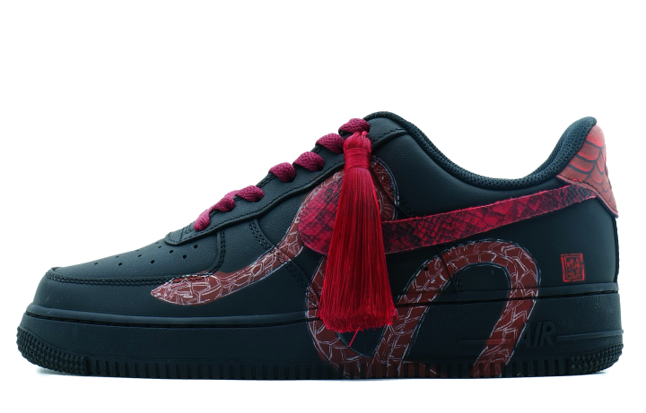 Nike Nike Air Force 1 Slip Resistant Abrasion Resistant Low top Skateboard Shoes Unisex Black Red