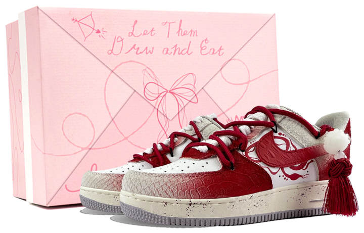 Nike Nike Air Force 1 Phoenix Flame Dance Abrasion Resistant Abrasion Resistant Low top Skateboard Shoes Women's Red White