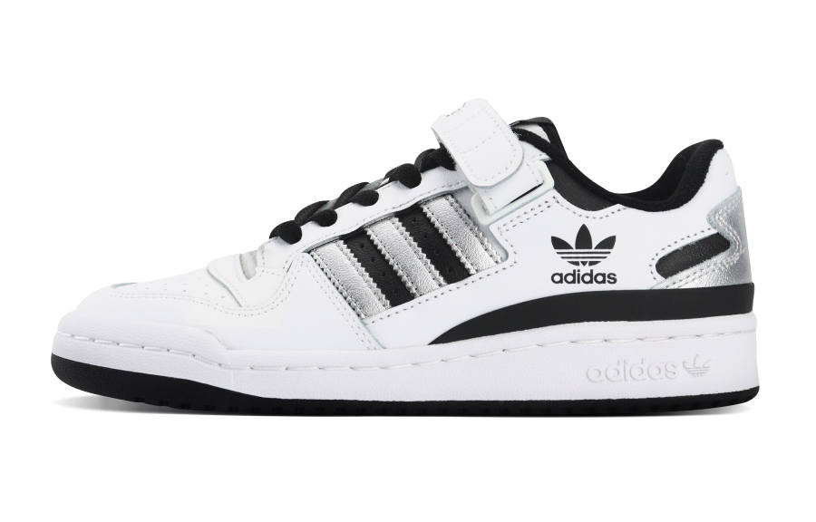 Adidas Originals FORUM Slip Resistant Abrasion Resistant Low top Skateboard Shoes Unisex Black White Silver