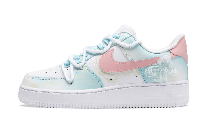 Nike Nike Air Force 1 Slip Resistant Abrasion Resistant Low top Skateboard Shoes Unisex Blue Pink