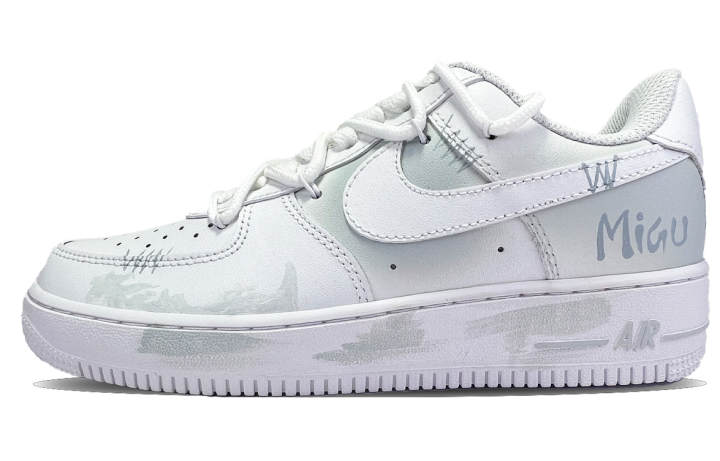 Nike Nike Air Force 1 Slip Resistant Abrasion Resistant Low top Skateboard Shoes Unisex Gray White