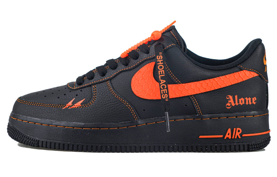 Nike Nike Air Force 1 RISK Lightning Abrasion Resistant Low top Skateboard Shoes Unisex Black Orange
