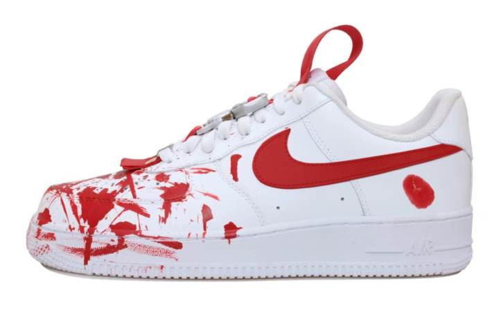 Nike Nike Air Force 1 Crime Scene Abrasion Resistant Low top Skateboard Shoes Unisex White Red