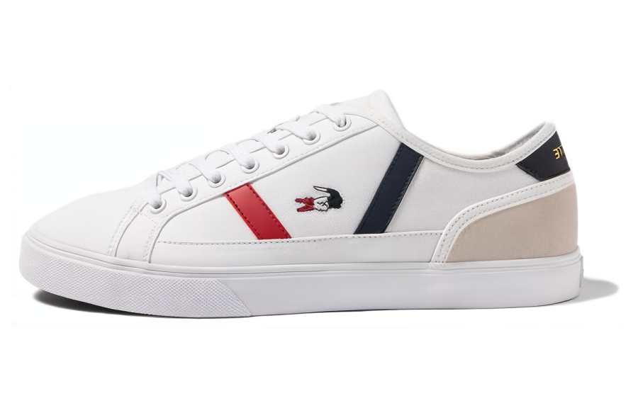 LACOSTE Slip Resistant Low top Skateboard Shoes Men's White Red Blue
