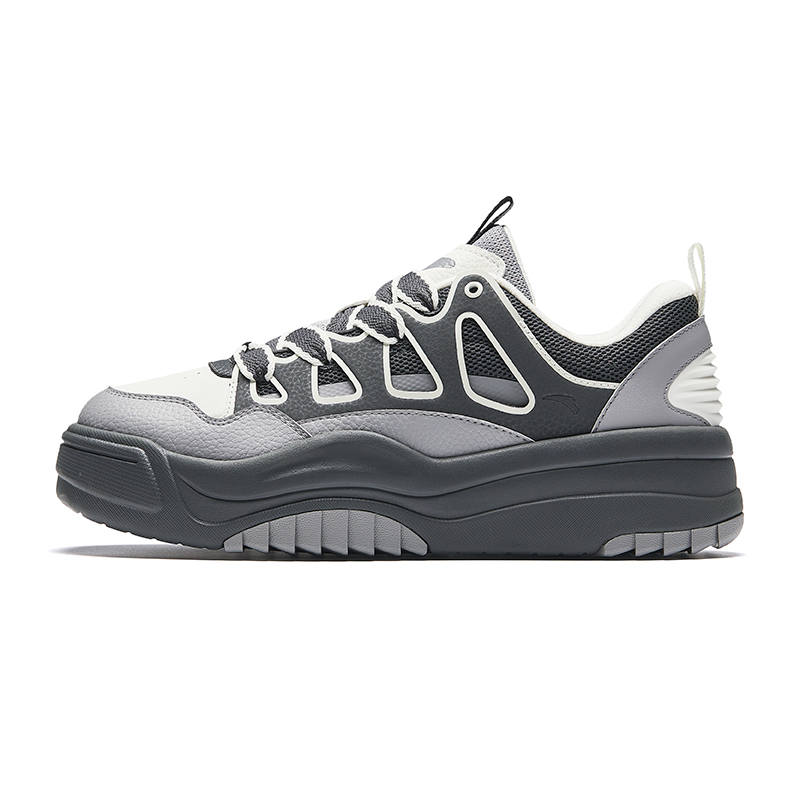 Anta Life Collection Slip Resistant Abrasion Resistant Low top Skateboard Shoes Men's Gray White