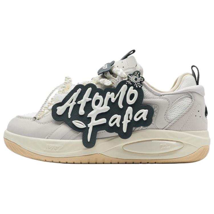 XTEP Yuji Plus Skateboard Shoes Women's Low Top Dove Gray, Sail White, Coal Black