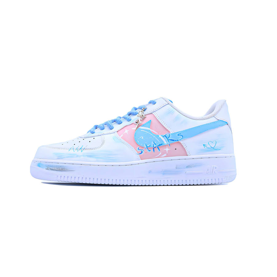 Nike Nike Air Force 1 Novel Point, Sweet Dream Star Shoe Low top Skateboard Shoes Unisex Blue Pink