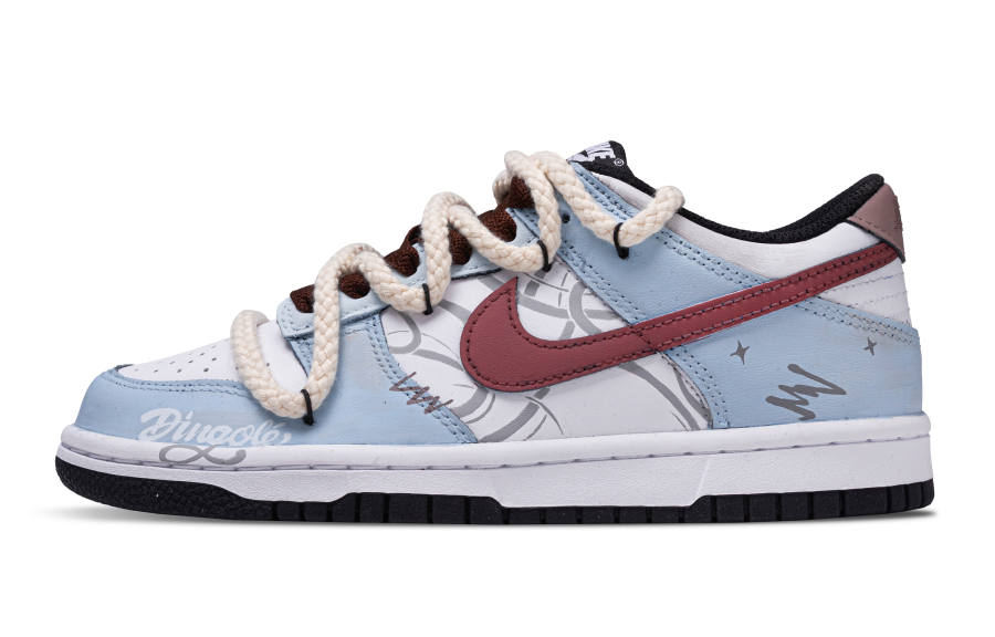 Nike Nike Dunk Love IT Leather Slip Resistant, Lightweight, And Breathable Low top Skateboard Shoes Unisex Light Blue