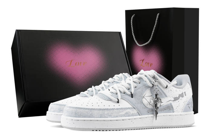 Nike Nike Court Vision White Thorn Heart Box Abrasion Resistant Low top Skateboard Shoes Men's Light Gray