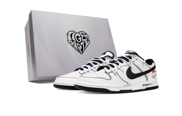 Nike Nike Dunk Tiger Party Slip Resistant Abrasion Resistant Low top Skateboard Shoes Unisex White Black