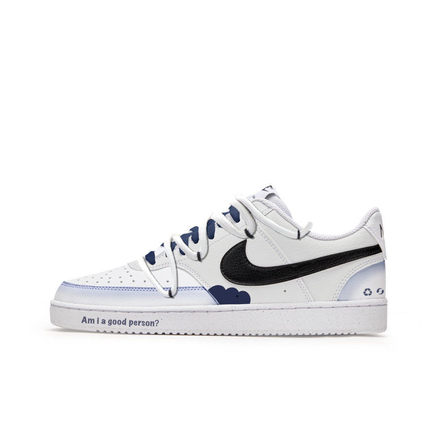 Nike Nike Court Vision 1 Slip Resistant Abrasion Resistant Low top Skateboard Shoes Men's White Blue