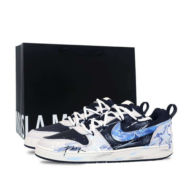 Nike Nike Court Borough Coverage Lightweight Support Low top Skateboard Shoes Men's Black White Blue